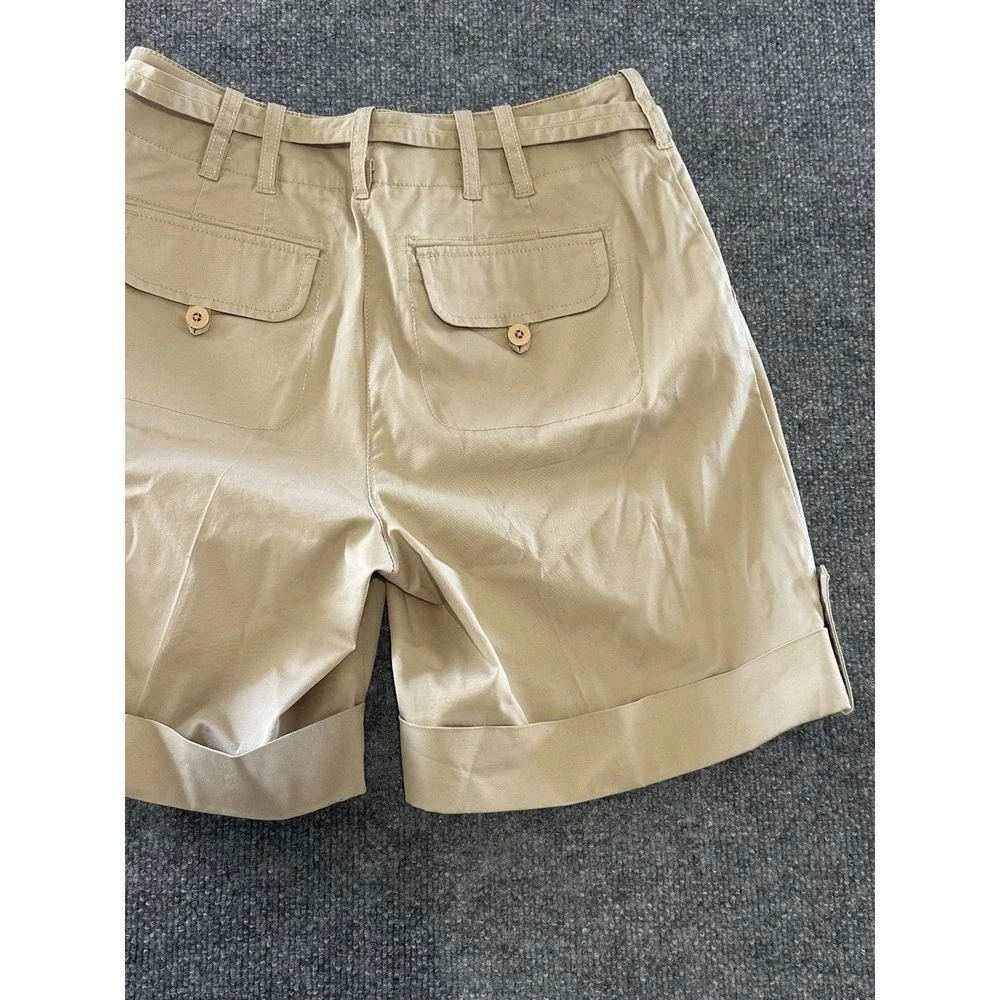 J. Jill Women's Genuine Fit At Waist High Rise Cuffed Khaki Shorts Size 6T